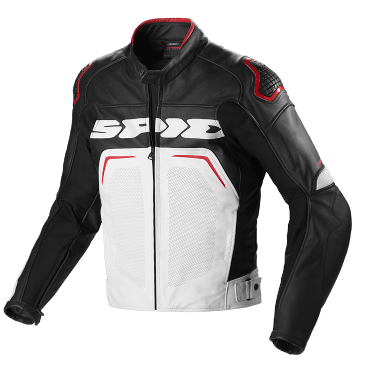 Spidi Evorider Perforated Pro Leather Jacket Black White Red